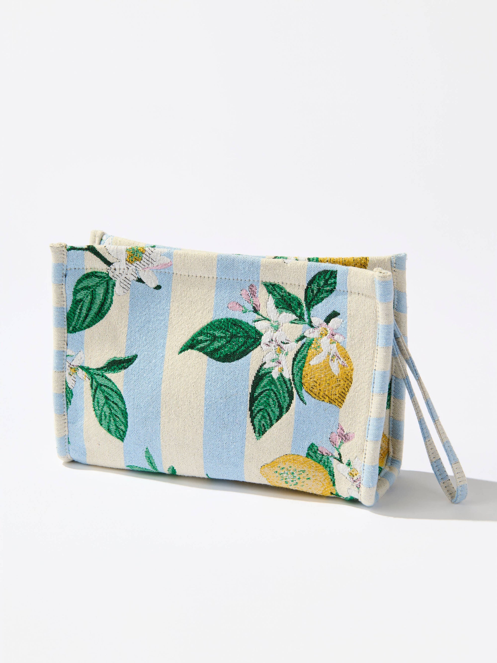 Lemon Stripe Jacquard Wristlet Pouch