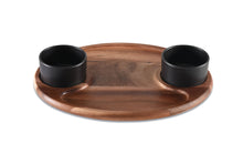 Load image into Gallery viewer, Charcuterie/ Serving Tray w/ 2 Black Ceramic Dishes w/ Lids
