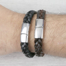 Load image into Gallery viewer, Men&#39;s Thick Woven Leather Bracelet
