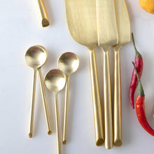 Load image into Gallery viewer, Gold Thin Mini Spoons (Set of 4)
