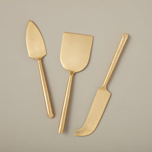 Load image into Gallery viewer, Matte Gold Cheese Knives - Set of 3 in a Gift Box
