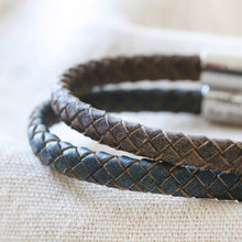 Load image into Gallery viewer, Antiqued Woven Leather Bracelet
