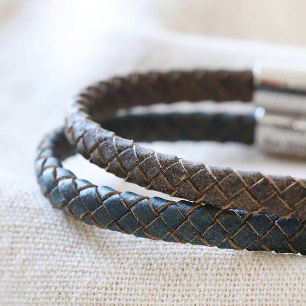 Antiqued Woven Leather Bracelet