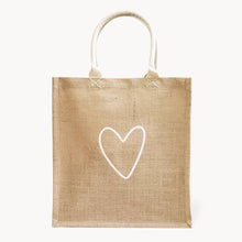 Load image into Gallery viewer, Handmade Heart Jute Tote - unlined
