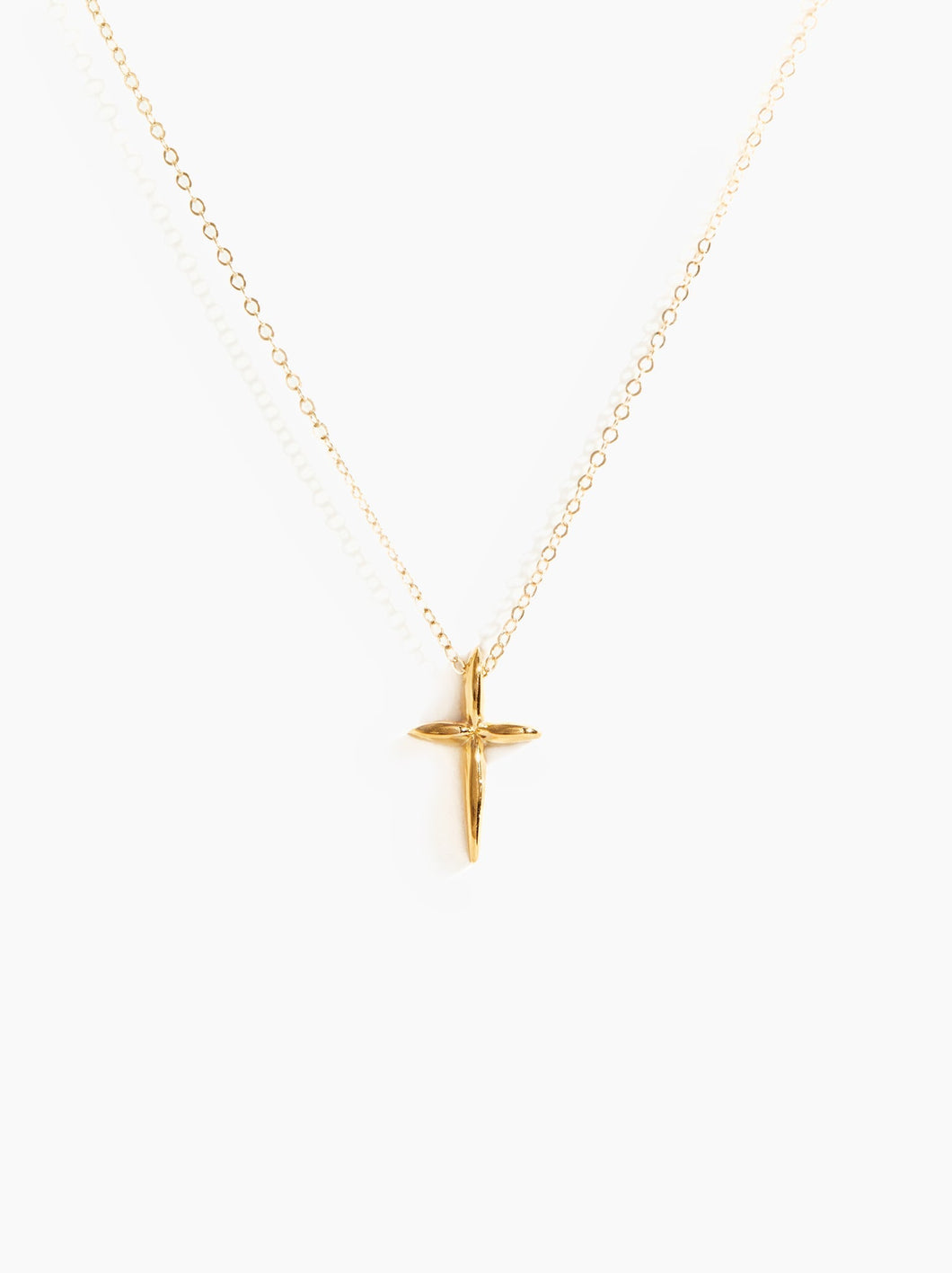 Droplet Cross Necklace- Gold-filled/Vermeil