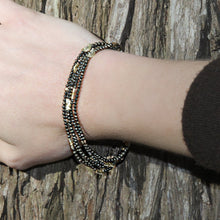 Load image into Gallery viewer, Half Moon Multi-Strands Bracelet - Pyrite &amp; Gold
