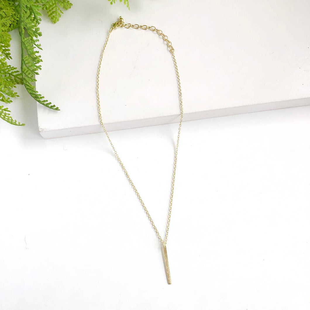 Dangling Bar Pendant Necklace - Gold