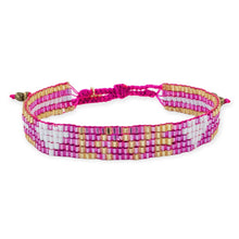 Load image into Gallery viewer, Seed Bead LOVE with Hearts Bracelet - Pink Topaz
