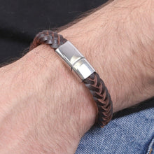 Load image into Gallery viewer, Men&#39;s Thick Woven Leather Bracelet
