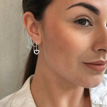 Load image into Gallery viewer, Thread through Mismatched Heart Earrings in Silver

