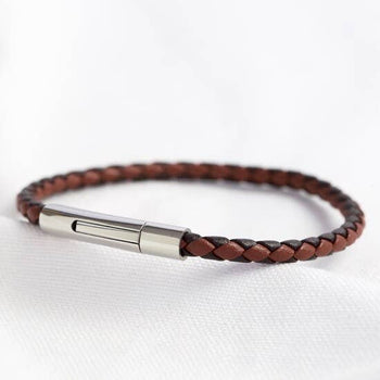 Men's Slim Woven Leather Bracelet