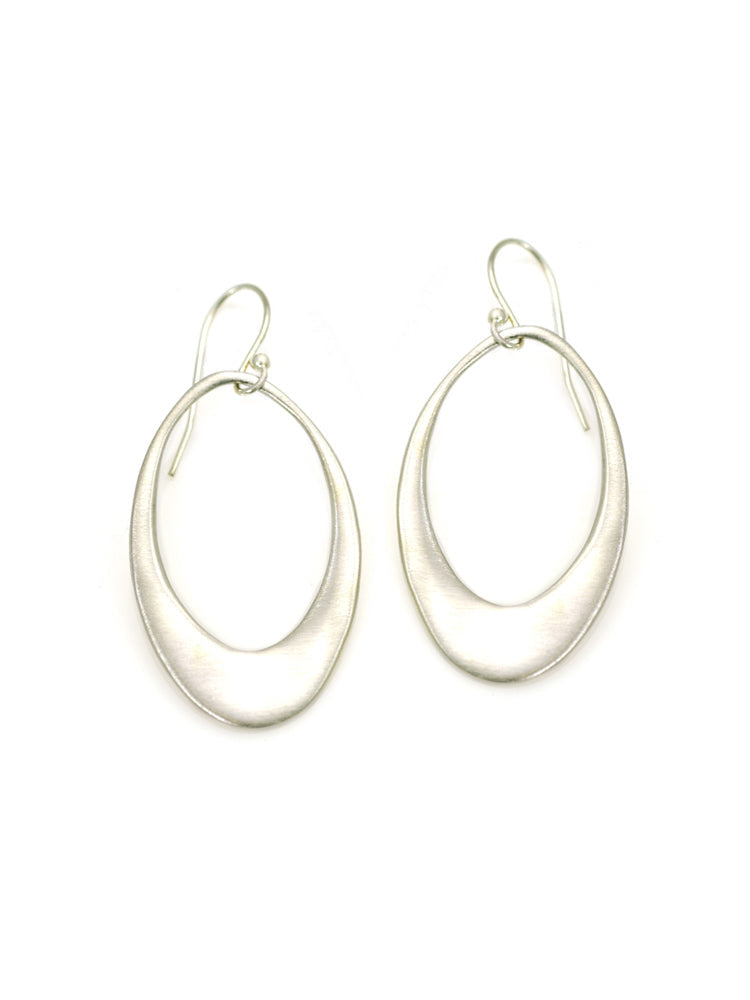 Large Open Oval Earrings - Silver