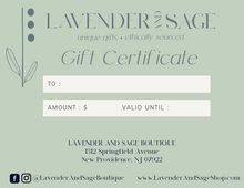 Load image into Gallery viewer, Lavender and Sage Boutique Gift Certificate
