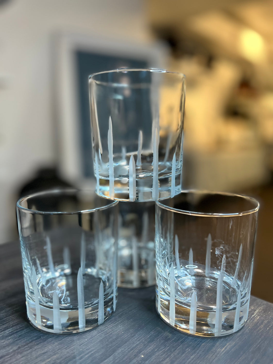 Set of 4 Moroccan Frosted Stripe Glasses