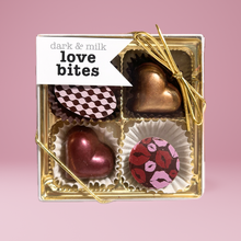 Load image into Gallery viewer, Love bites - 4pc Dark &amp; Milk Valentine&#39;s Day Chocolates
