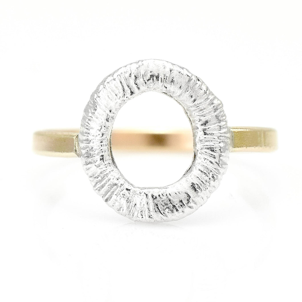 Etched Silver & Gold Circle Ring