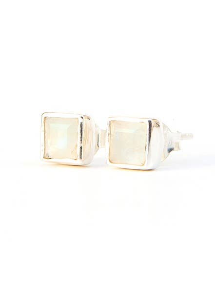 Crystal Waters Sterling Studs - Moonstone