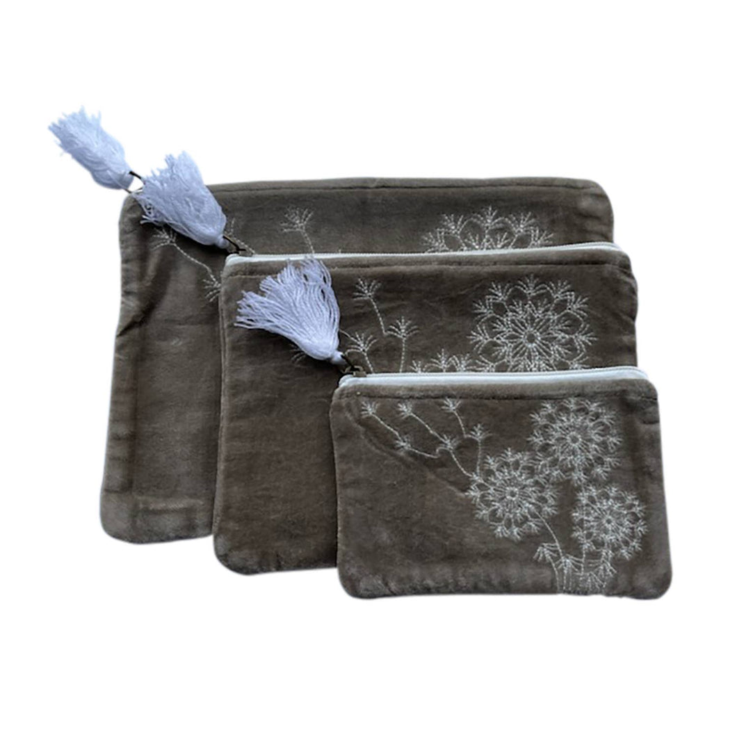 Beige Velvet Dandelion Set of 3