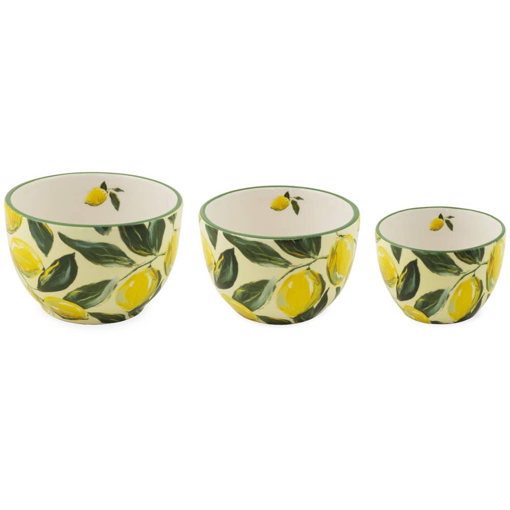 Painterly Lemons Ceramic Prep Bowls Set of 3